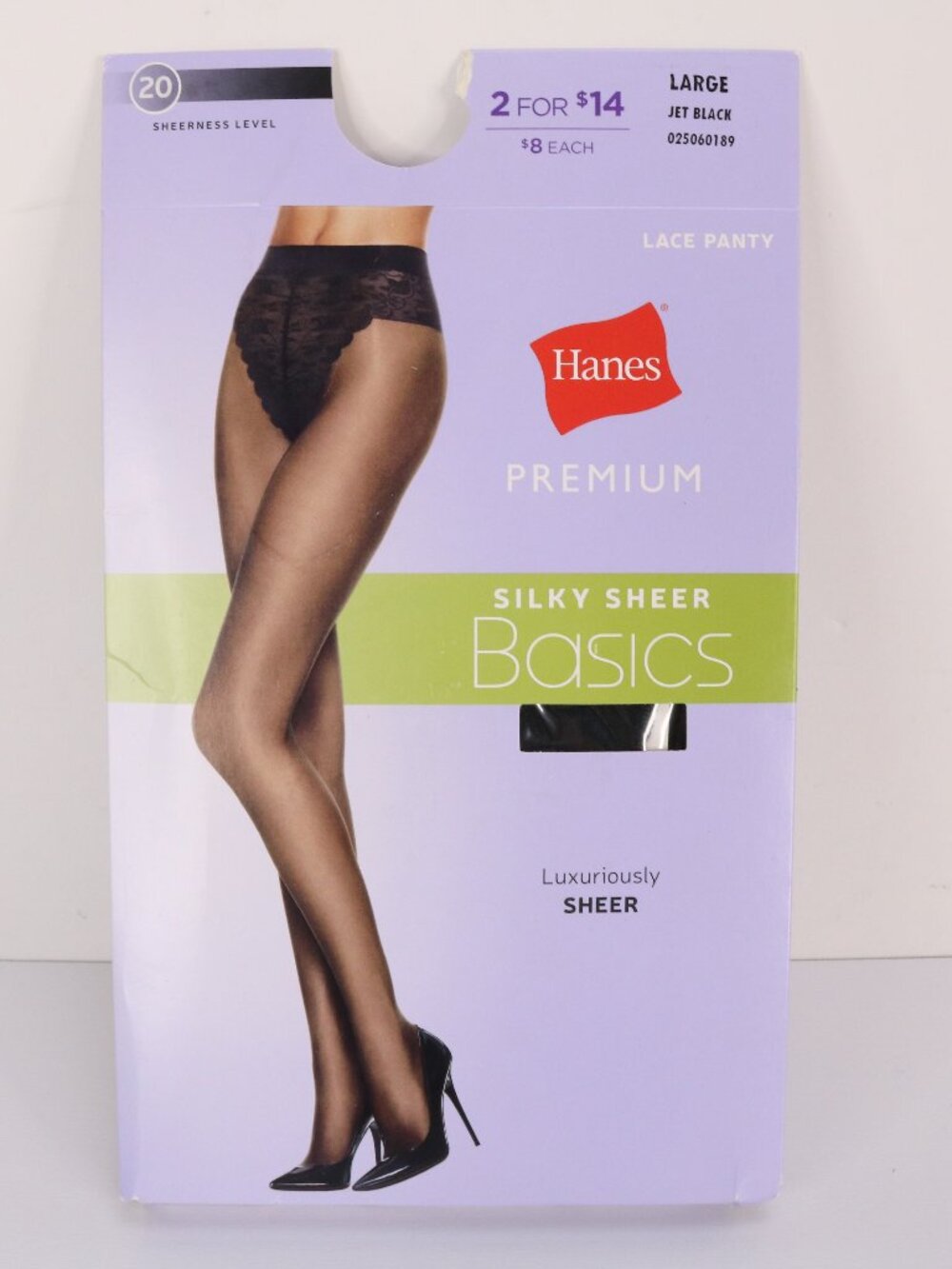 Hanes Lace Panty * Premium Silk Sheer Basics * NEW * Large L * Jet Black